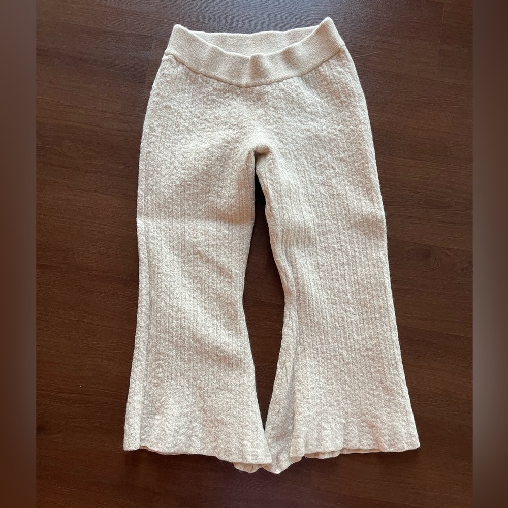 Anine Bing Wool Cream Knit Flare Pants